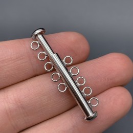 Замок, магнитный, пятирядный, модель 925, покрытие родий, 30х4 мм, цена за шт