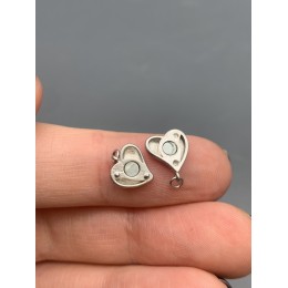 Замок, магнитный, сердце, модель 925, покрытие родий, 9х5 мм, цена за 1 шт.
