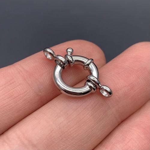 Замочек, штурвал, покрытие родий, модель SS 925, размер 13 мм, цена за 1 шт.