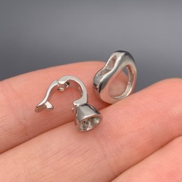 Замок "Сердце", модель 925, покрытие родий, 20х12 мм