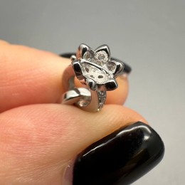 Карабин, замочек с шапочками, с циркониями, покрытие родий, модель SS 925, размер 20х8 мм, цена за 1 шт.