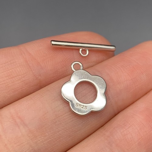 Замочек, тогл, "цветок", модель 925, покрытие родий, размер 12 мм, палочка 20 мм, цена за шт.