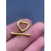 Замочек, тогл, "сердце", модель 925, покрытие позолота, размер 15 мм, палочка 21 мм, цена за шт.