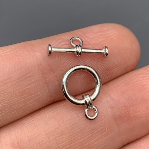 Замочек, тогл, модель 925, покрытие родий, размер 10 мм, палочка 14 мм, цена за шт.