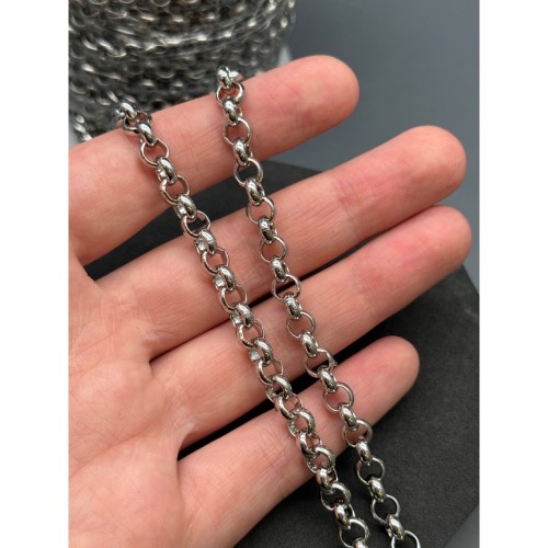 Цепь № 21, цвет серебро, размер звена 6х6 мм, цена за 1 метр