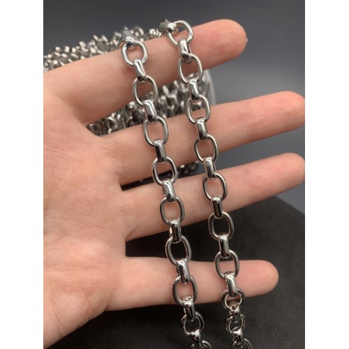 Цепь № 23, цвет серебро, размер звена 11х9 мм, цена за 1 метр