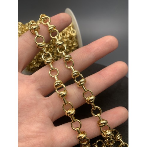 Цепь № 27, цвет золото, размер звена 8х8 мм, цена за 0,5 метра