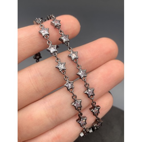 Цепь № 36, с кристаллом в форме звезды, размер 6 мм, цвет черный,  цена за 20 см