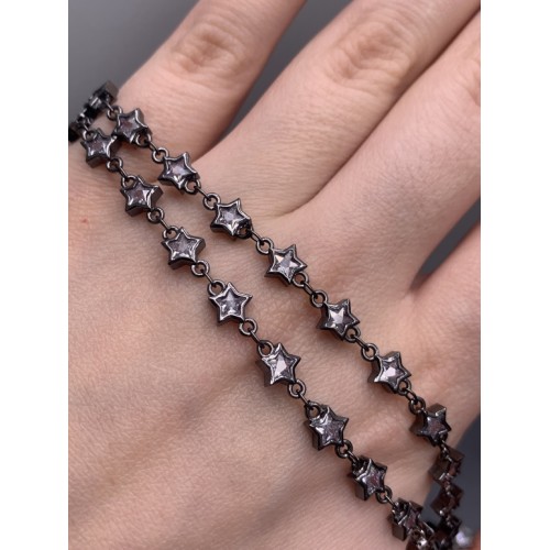 Цепь № 36, с кристаллом в форме звезды, размер 6 мм, цвет черный,  цена за 20 см