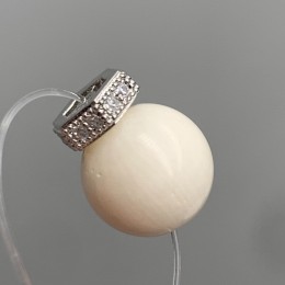 Разделитель, с фианитами, шестиугольник, соты, латунь, цвет серебро/родий, размер 6,5 мм