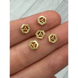 Разделитель с фианитами, шестиугольник, соты, латунь, цвет золото, размер 6,5 мм