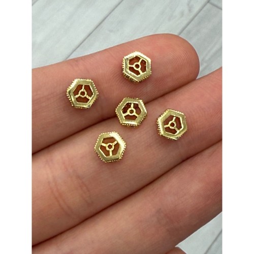 Разделитель с фианитами, шестиугольник, соты, латунь, цвет золото, размер 6,5 мм