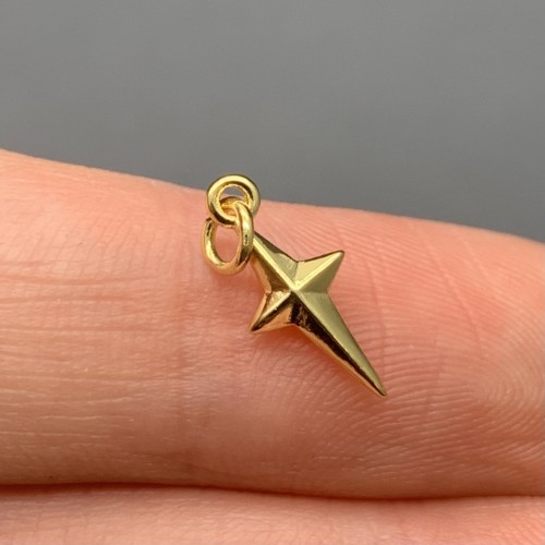 Подвеска, звезда, латунь, цвет золото, размер 14х6 мм