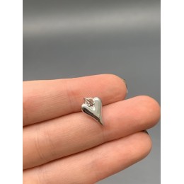 Подвеска, сердце, латунь, цвет серебро/родий, размер 13,5х10 мм