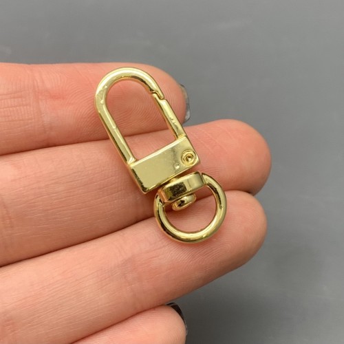 Карабин, с кольцом, родий/латунь, цвет золото, размер 22х12 мм, цена за шт