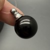 Подвеска, Агат черный, оникс, кулон-флакон для духов и масел, шар гладкий 16 мм, крепление - цвет серебро, цена за 1 шт.