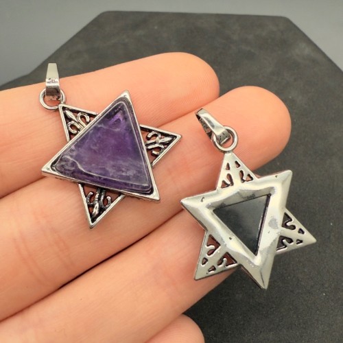 Подвеска, Аметист, звезда Давида, размер 30х23 мм, цена за 1 шт.