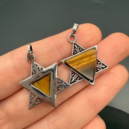 Подвеска, Тигровый глаз, звезда Давида, размер 30х23 мм, цена за 1 шт.