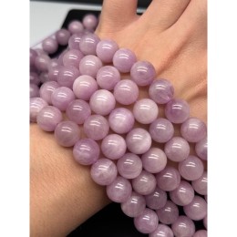 Каменные бусины, Кунцит, люкс, шарик гладкий 12 мм, длина нити 20 см