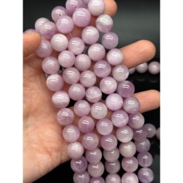 Каменные бусины, Кунцит, люкс, шарик гладкий 12 мм, длина нити 20 см