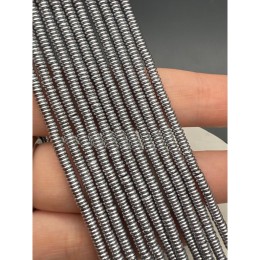 Каменные бусины, Гематит синтетический, серебро, диск, размер 3х1 мм, нить 38 см