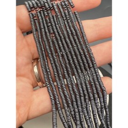 Каменные бусины, Гематит синтетический, темное серебро, диск, размер 3х1 мм, нить 38 см