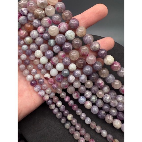 Каменные бусины, Турмалин, светлый, шарик гладкий, 8 мм, нить 38 см