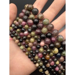 Каменные бусины, Турмалин, микс, шарик гладкий, 7,5-8 мм, длина нити 19 см