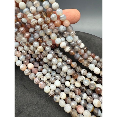 Каменные бусины, Агат, Ботсвана, шарик, ювелирная огранка, 6 мм, длина нити 38 см