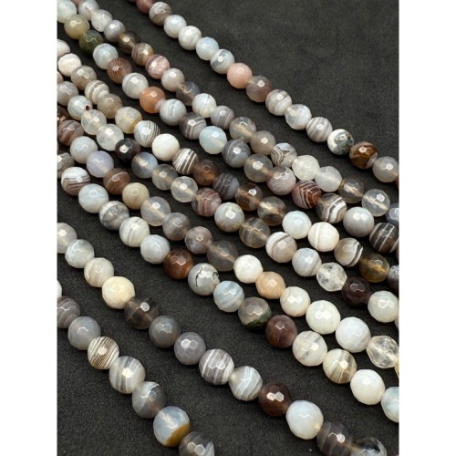 Каменные бусины, Агат, Ботсвана, шарик, ювелирная огранка, 6 мм, длина нити 38 см