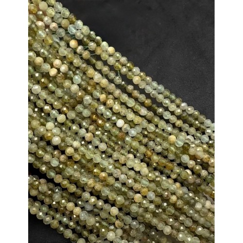 Каменные бусины, Гранат, зелёный, Гроссуляр, люкс, шарик огранка, 3 мм, длина нити 38 см