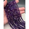 Каменные бусины, Аметист, крупная огранка, 6 мм, длина нити 38 см