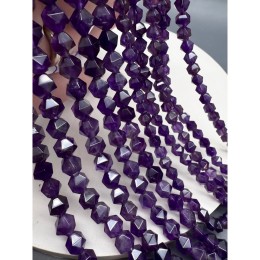 Каменные бусины, Аметист, крупная огранка, 8 мм, длина нити 38 см