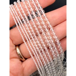 Каменные бусины, Горный Хрусталь, шарик гладкий, 2 мм, длина нити 38 см
