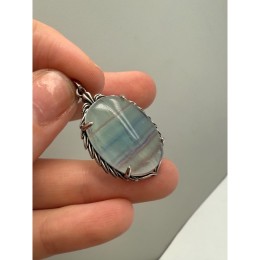 Подвеска, Флюорит, овальная, в оправе, размер 27х21х8 мм, цена за 1 шт.
