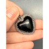 Подвеска, Агат черный, сердце, в оправе, размер 27х9 мм, цена за 1 шт.