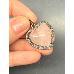 Подвеска, Розовый кварц, сердце, в оправе, размер 27х9 мм, цена за 1 шт.