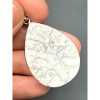 Подвеска, Говлит натуральный (т.н. Кахолонг), "Дерево жизни", резная, капля, в оправе, размер 33х25х7 мм, цена за 1 шт.