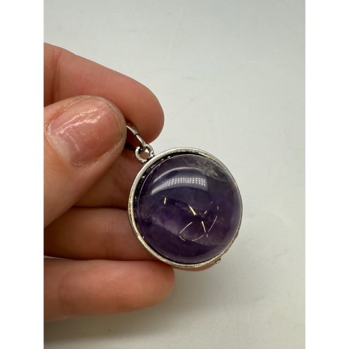 Подвеска, Аметист, "Дерево жизни", двусторонняя, круглая, в оправе, размер 28х8,5 мм, цена за 1 шт.