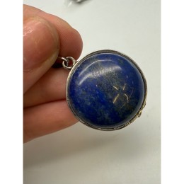 Подвеска, Лазурит, "Дерево жизни", двусторонняя, круглая, в оправе, размер 28х8,5 мм, цена за 1 шт.