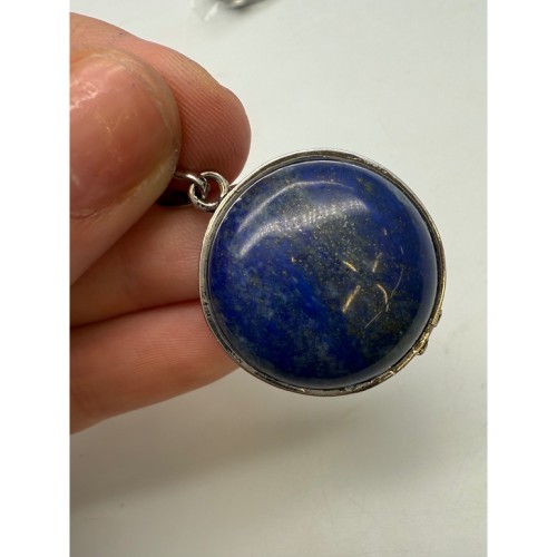 Подвеска, Лазурит, "Дерево жизни", двусторонняя, круглая, в оправе, размер 28х8,5 мм, цена за 1 шт.