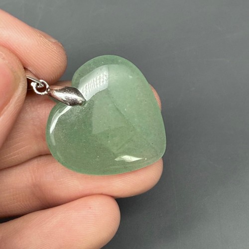 Подвеска, Авантюрин зеленый натуральный, сердце, размер 25х6 мм, цена за 1 шт.