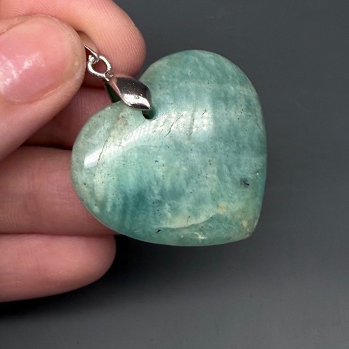 Подвеска, Амазонит, сердце, размер 34х30х9 мм, цена за 1 шт.