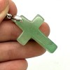 Подвеска, Авантюрин зеленый натуральный, Крест, размер 32х22 мм, цена за 1 шт.