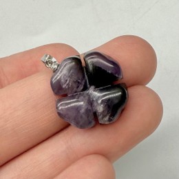 Подвеска, резная, Аметист, Клевер четырехлистный, размер 19х6 мм, цена за 1 шт.