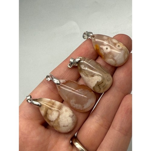 Подвеска, Агат Сакура, Капля, размер 30х17х9 мм, цена за 1 шт.