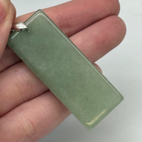 Подвеска, Авантюрин зеленый натуральный, прямоугольник, размер 50х20х6 мм, цена за 1 шт.