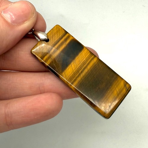 Подвеска, Тигровый глаз, прямоугольник, размер 50х20х6 мм, цена за 1 шт.