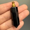 Подвеска, Агат черный, оникс, кулон-флакон для духов и масел, маятник, размер 36х11 мм, крепление - цвет золото, цена за 1 шт.