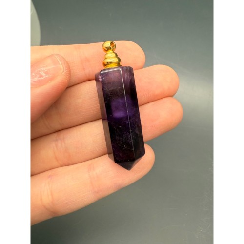Подвеска, Аметист, кулон-флакон для духов и масел, маятник, размер 36х11 мм, крепление - цвет золото, цена за 1 шт.